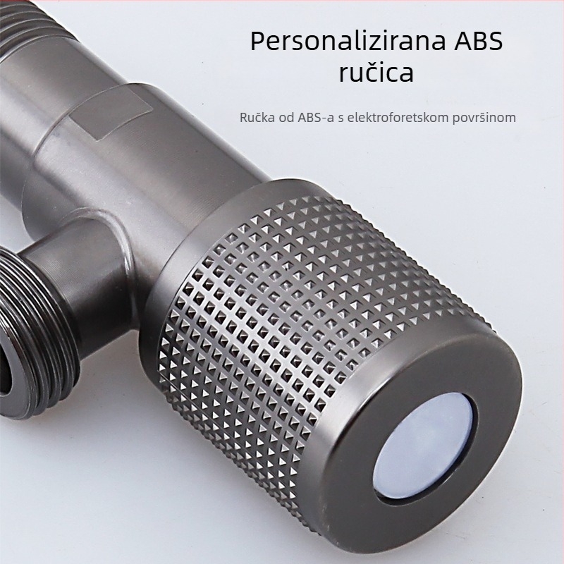 Nehrđajući čelični trojezični vodovodni ventil s jednim ulazom i dva izlaza, navoja, model 987665, radni tlak 0-1.6 MPa, stil Light Luxury