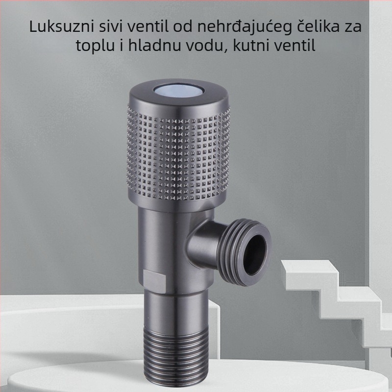 Nehrđajući čelični trojezični vodovodni ventil s jednim ulazom i dva izlaza, navoja, model 987665, radni tlak 0-1.6 MPa, stil Light Luxury