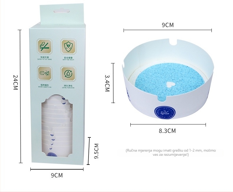 Jednokratni pjenasti pepeljar za kućnu i uredsku upotrebu – gašenje dima pijeskom, bez pranja, pakiranje 60 kutija