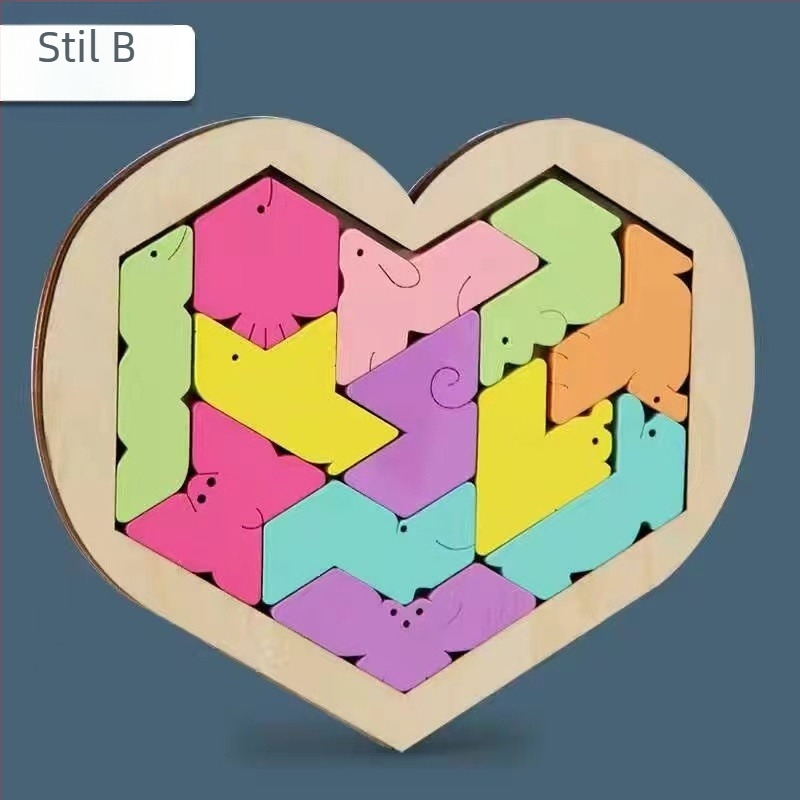 Drveni puzzle srca za djecu, ravno slaganje, uzrast 4–6 godina, OEM logotip prilagodba, licencirana privatna oznaka