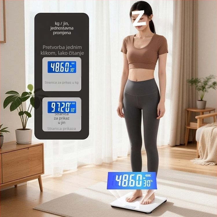 Inteligentna vaga za mjerenje masnog postotka tijela – kućna upotreba, mjerenje težine, punjiva elektronička vaga