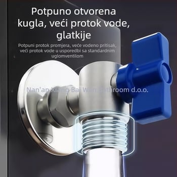 304 nehrđajući čelik, veliki protok kutna kuglična ventila s jezgrom – navoj, za bojler, kuhinju i kupaonu, model 304dlljf-01, unutarnji promjer 15 mm