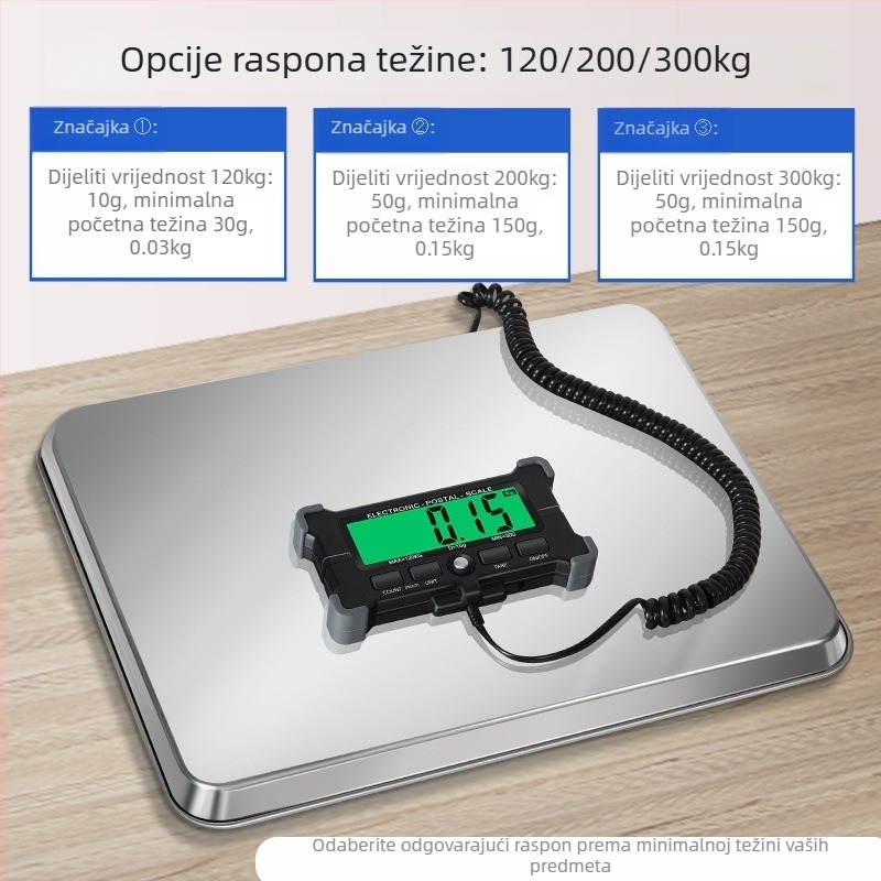 PS-23 Vaga za pošiljke, prenosna mehanička plošna vaga, 30g–300kg, Napajanje: mrežno ili baterijsko