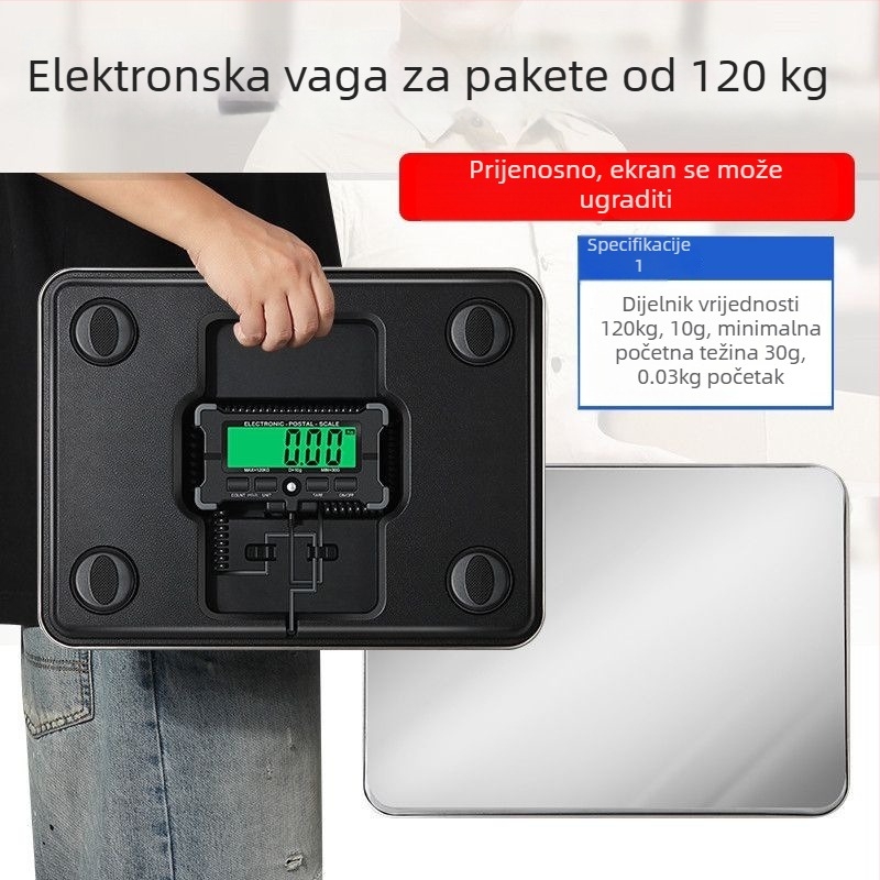 PS-23 Vaga za pošiljke, prenosna mehanička plošna vaga, 30g–300kg, Napajanje: mrežno ili baterijsko