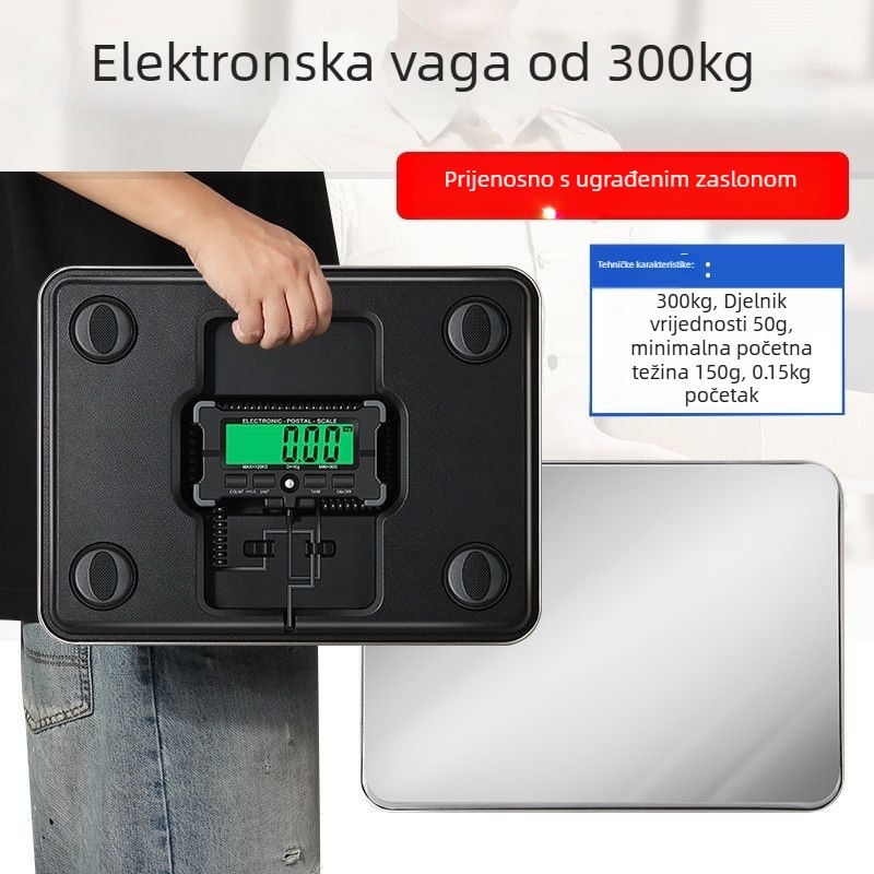 PS-23 Vaga za pošiljke, prenosna mehanička plošna vaga, 30g–300kg, Napajanje: mrežno ili baterijsko