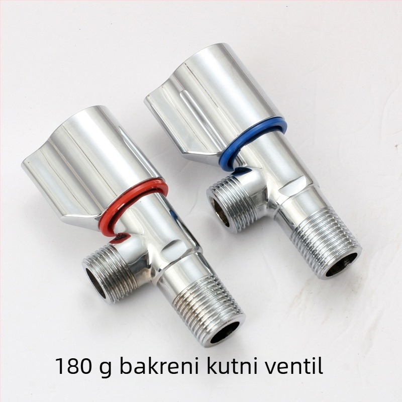 Bakarni trokutasti kutni ventil za slavine, bojler i WC — ugradnja u zid, unutarnji promjer 18 mm, radni tlak 0.8-1.2