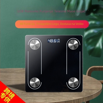 Pametna Bluetooth elektronička vaga za mjerenje težine i tjelesne masnoće s aplikacijom – mjerenje kalorija i vlage – USB punjenje, Chunkai
