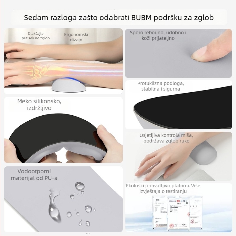 Ergonomska silikonska podloška za zglob za tipkovnicu i miš, jednostrana, s prilagođenim logotipom