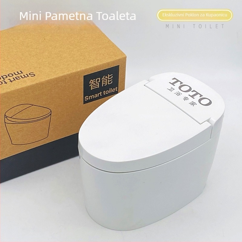 Mini plastični zahod pepelarnik s poklopcem, dekorativan i skladišni, ispis logotipa, mogućnost prilagodbe