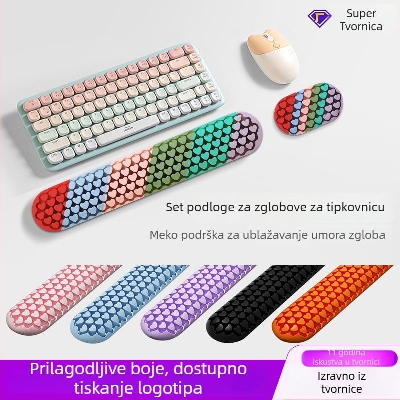X7 silikonska podloga za dlan klavijature u obliku srca, za ured i igranje, potpora zapešća, injekcijsko oblikovanje