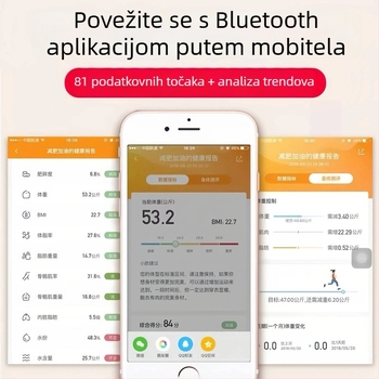 Vaga za postotak tjelesne masnoće s Bluetoothom, USB punjenje, za kućnu upotrebu, mjerenje tjelesne masnoće, jednostavan dizajn, model ZC26