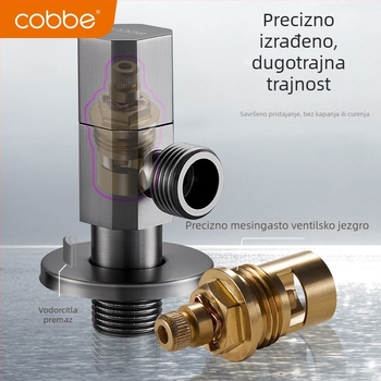 Bakreni kutni ventil za kupaonicu, Cobbe Kabey, model P04T030, moderan minimalistički stil