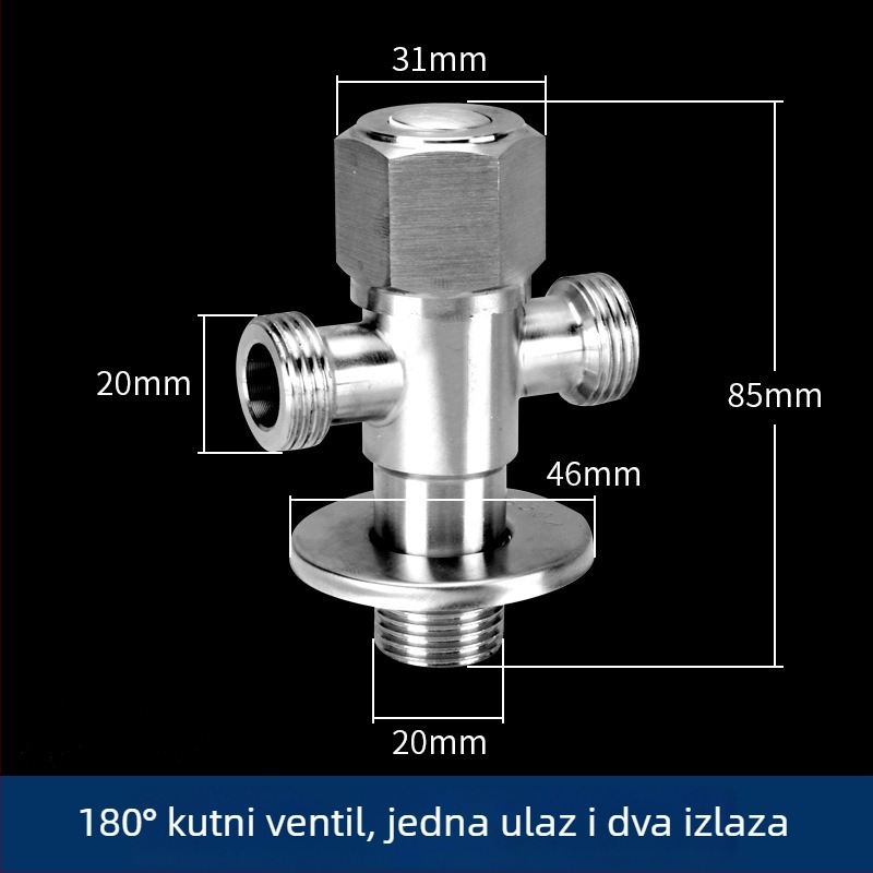304 nehrđajući čelik troputni ventil za bojler, zidni montaža, unutarnji promjer 20 mm, model A-05, radni tlak 0,8 MPa