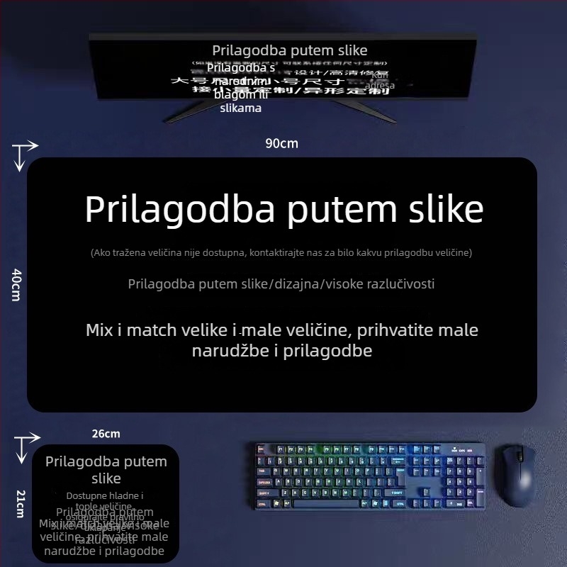 Oglašavačka podloga za miša, jednostrana, prirodna guma, protuklizna, toplinski prijenos, mogućnost logotipa