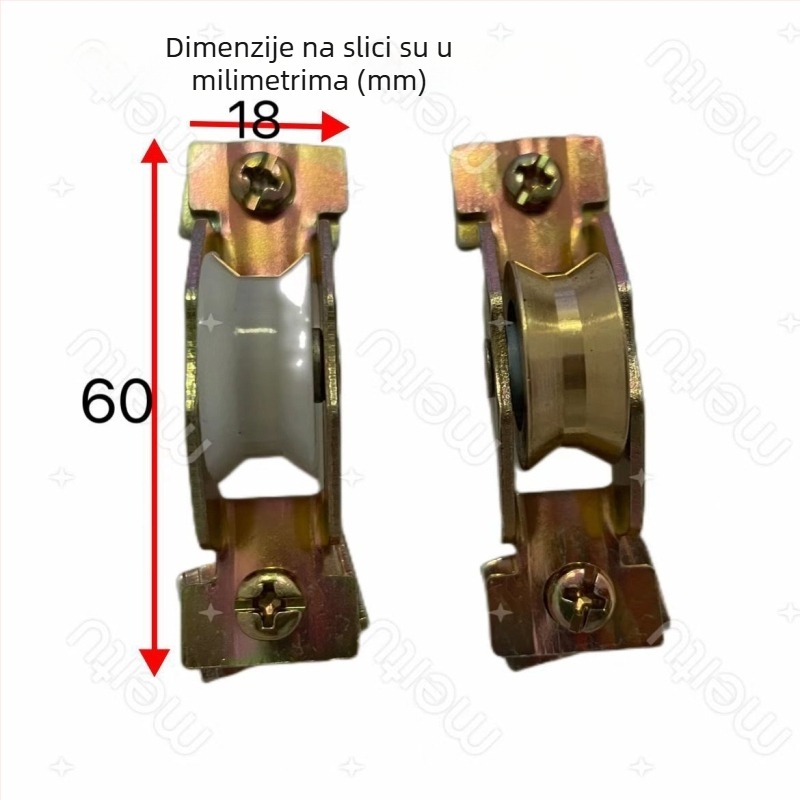 Set od 10 aluminijskih kladki za klizna vrata i prozore, s nylon ležajem