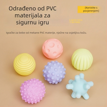Igračka za kupanje za bebe — mekana vinilna kugla za stiskanje, taktilna percepcija, potiče vid i sluh (Materijal: vinil; Dobna skupina: 3–6 godina)