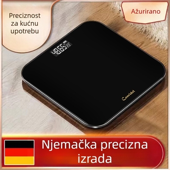 Bluetooth digitalna vaga za tijelo s platformom od kaljenog stakla debljine 5 mm, dimenzije 280×280 mm, mjeri težinu, tjelesnu masnoću, vlagu i kalorije, nosivost 180 kg, crna