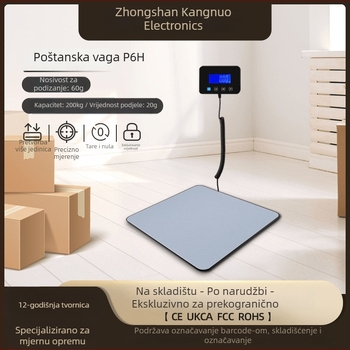 P6h vaga za pošiljke — elektronička, prijenosna, 60 g–200 kg, 2×AA, zaslon: 0–40 kg 0,02 kg; 40–200 kg 0,1 kg; jedinice: kg, oz, lb, lb oz