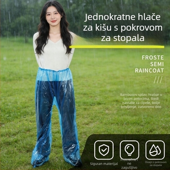 Duge čvrste hlače za kišu s zaštitom za stopala i vodootporni pončo, za muškarce i žene, pogodno za rafting i vožnju biciklom
