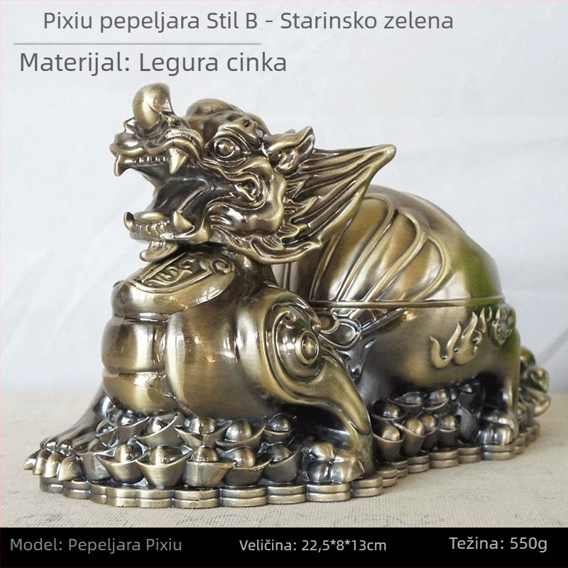 Pepeljara Pixiu u kineskom stilu s poklopcem, za dnevni boravak, jedinstven kućni dizajn, kreativni modni dekor za ured