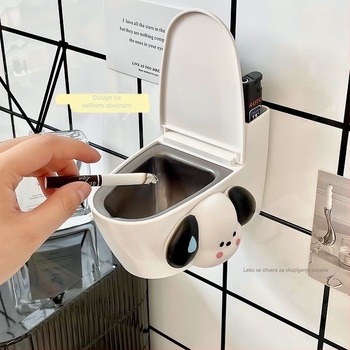 Zidni pepeljarnik za WC s poklopcem, ABS, dekorativan, otisnut logotip, jednostavan stil