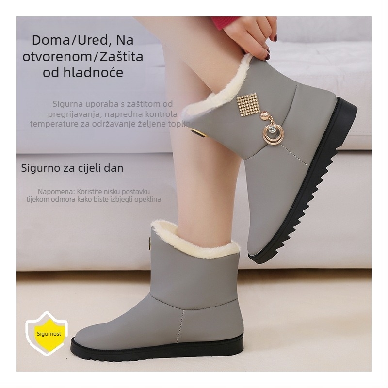 Ženske USB napajane grijaće papuče s PU gornjim dijelom i gumom na potplatu