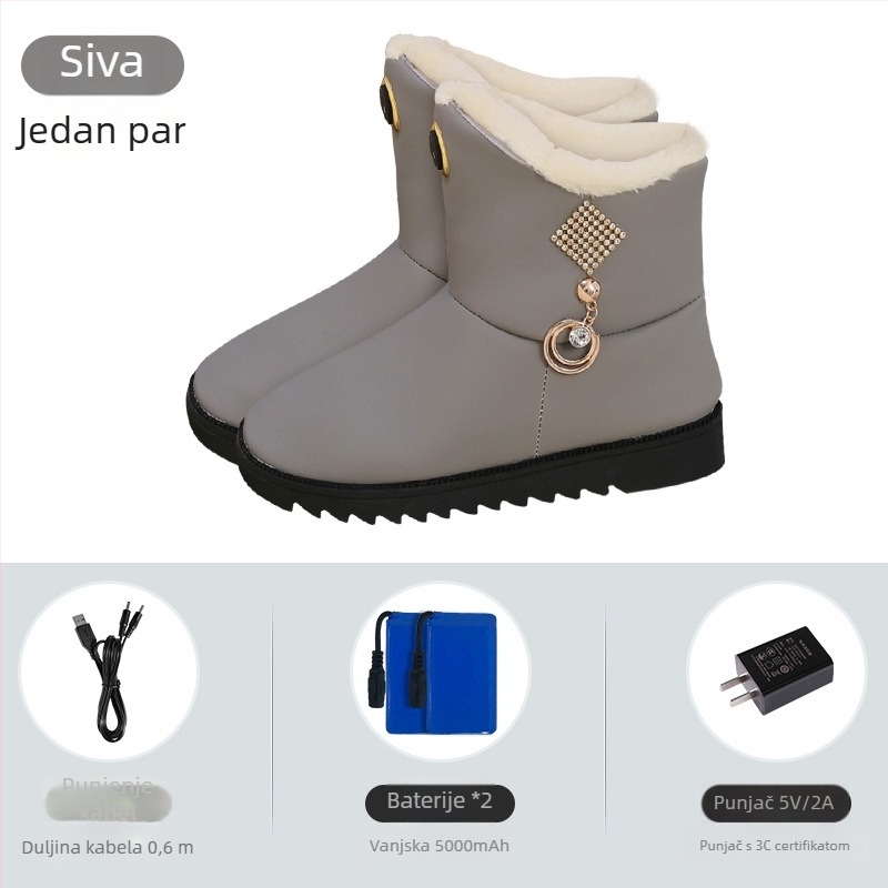 Ženske USB napajane grijaće papuče s PU gornjim dijelom i gumom na potplatu