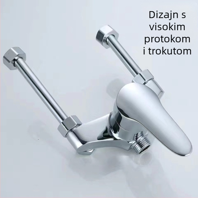 Mosazni U-oblik tuš miješac za grijanje vode, otvorena montaža, model 09; radni tlak atmosferični; topla voda 90°C; hladna voda 0°C; stil: moderni minimalistički
