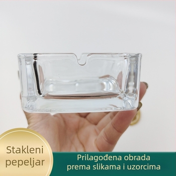 Stakleni pepelnjak s premium dojmom, za kućnu upotrebu u dnevnom boravku ili spavaćoj sobi, pogodan za hotelske i uredske prostore.