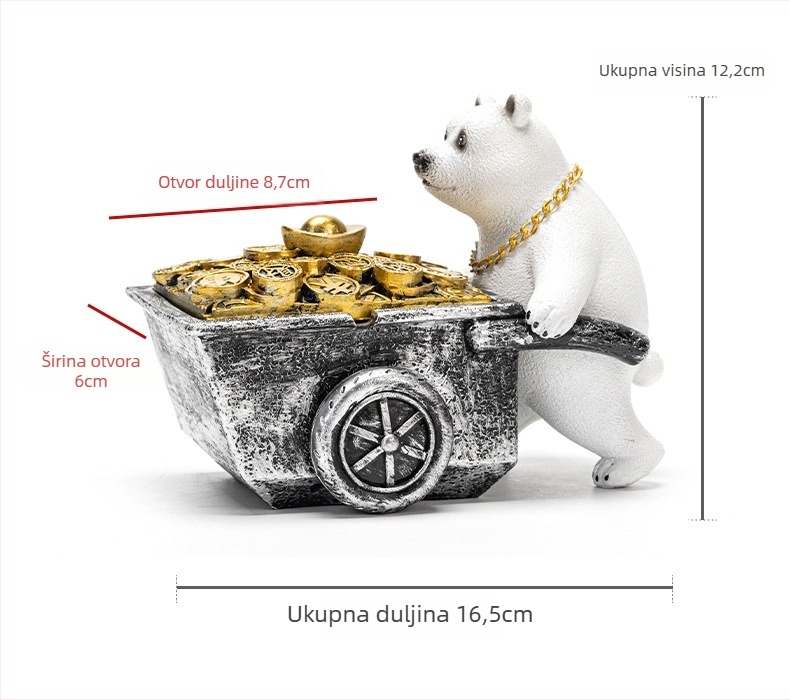 Pepeljara s poklopcem i Panda ukrasom, smola, Nordic stil (Materijal: smola; Stil: Nordic; Nije za jednokratnu upotrebu; Nije uvezeno)