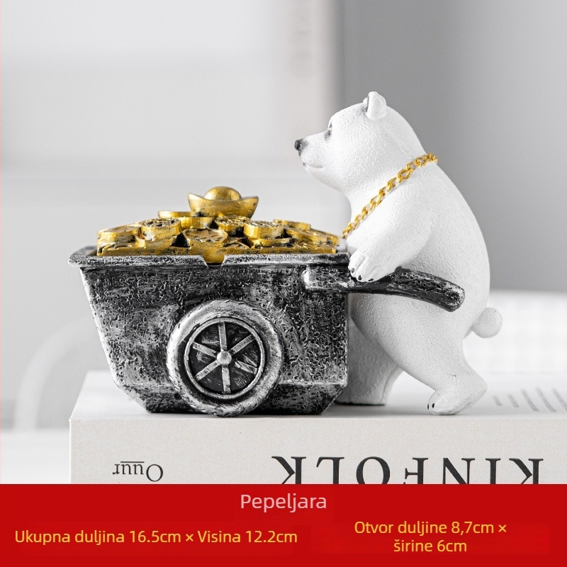 Pepeljara s poklopcem i Panda ukrasom, smola, Nordic stil (Materijal: smola; Stil: Nordic; Nije za jednokratnu upotrebu; Nije uvezeno)