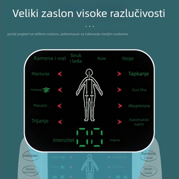 Digitalni massager meridijana s pulsnom fizioterapijom, USB napajanje, boja LCD zaslon, dvostruki izlaz, elektronička akupunktura, model 7005