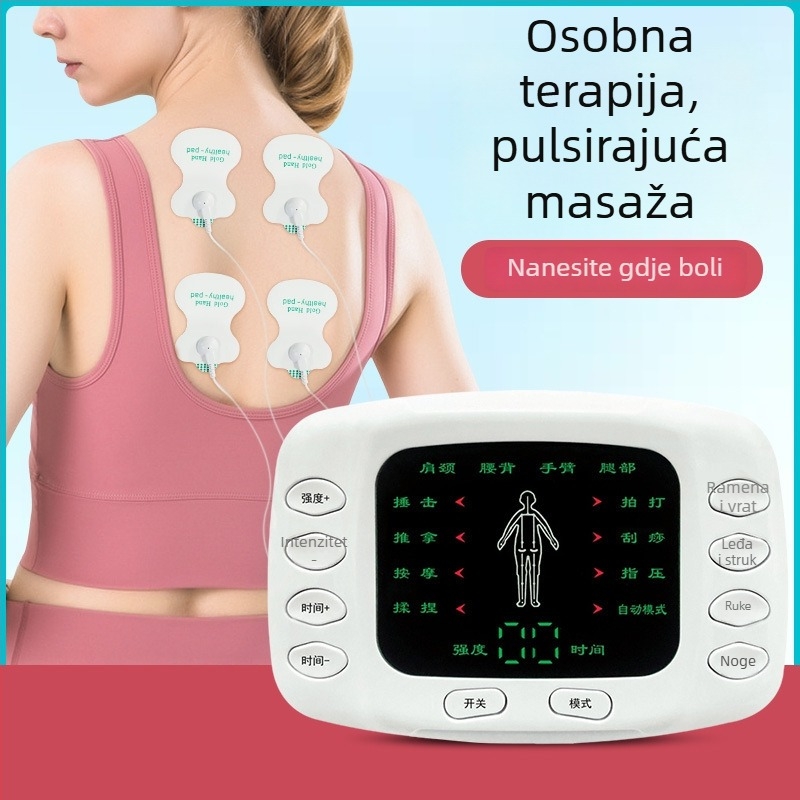 Digitalni massager meridijana s pulsnom fizioterapijom, USB napajanje, boja LCD zaslon, dvostruki izlaz, elektronička akupunktura, model 7005