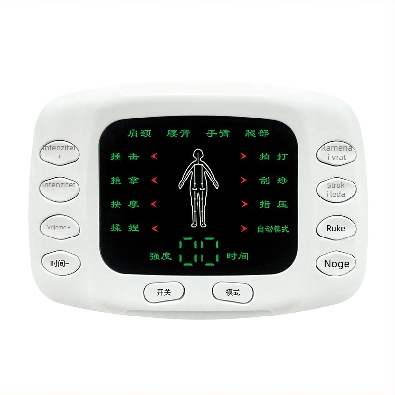 Digitalni massager meridijana s pulsnom fizioterapijom, USB napajanje, boja LCD zaslon, dvostruki izlaz, elektronička akupunktura, model 7005