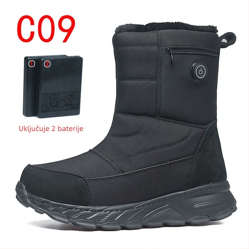 Grijane visoke čizme za snijeg s USB | Gornji dio: najlon+koža; Đon: guma; Unisex; Omotavanje pete