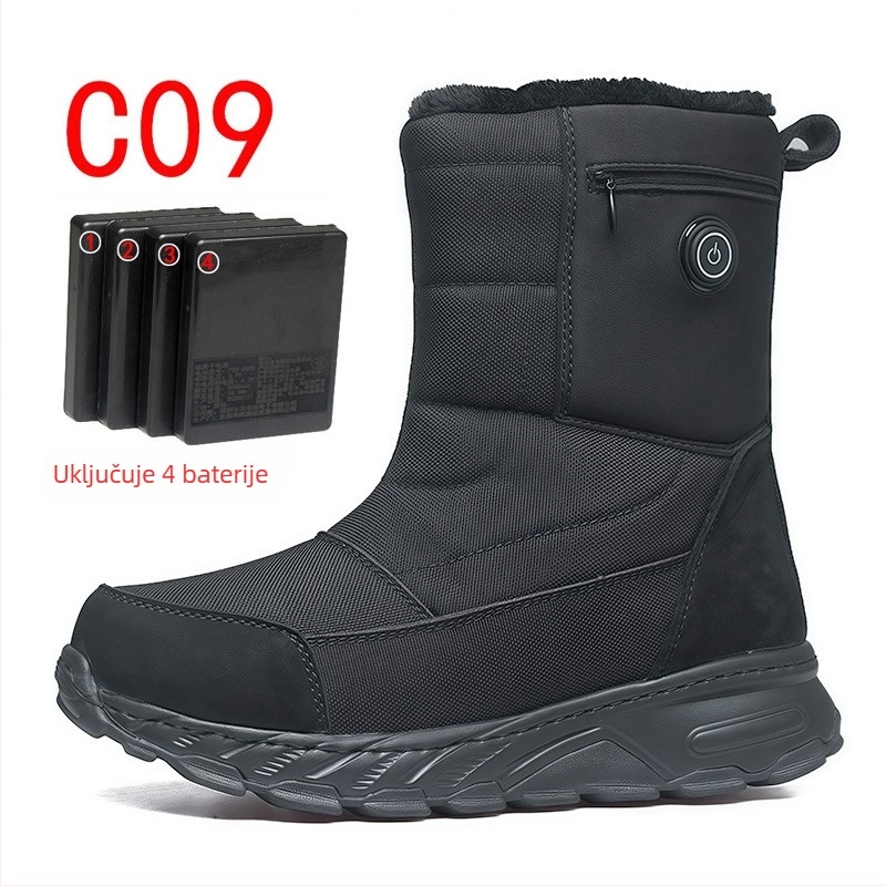 Grijane visoke čizme za snijeg s USB | Gornji dio: najlon+koža; Đon: guma; Unisex; Omotavanje pete