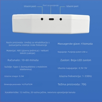 Višestruki masažni flaster za vrat, leđa i struk — EMS masaža s 4 elektroda, vibracijska masaža, USB napajanje, više načina (Model 039)