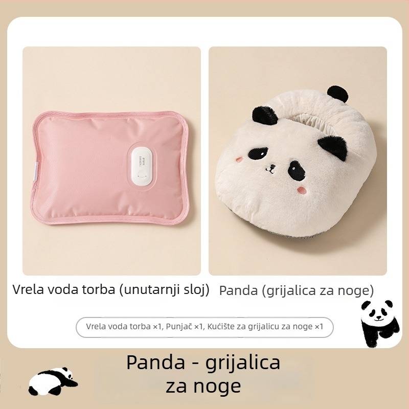 Yi Han USB grijane papuče za stopala, plišani gornji dio, unisex, plastična podloga, karikatura stil