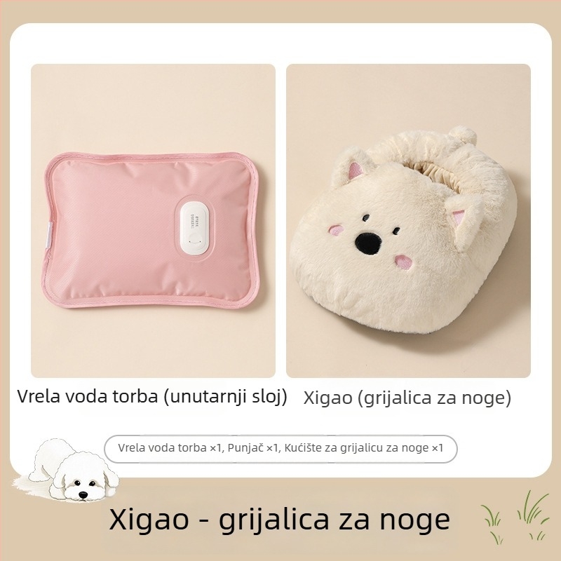Yi Han USB grijane papuče za stopala, plišani gornji dio, unisex, plastična podloga, karikatura stil