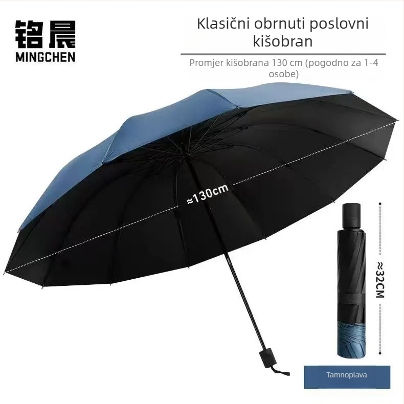 12-rebrasti kišobran za sunce i kišu, unisex, sklopivi, ojačani, debeli, ekstra veliki, UV zaštita