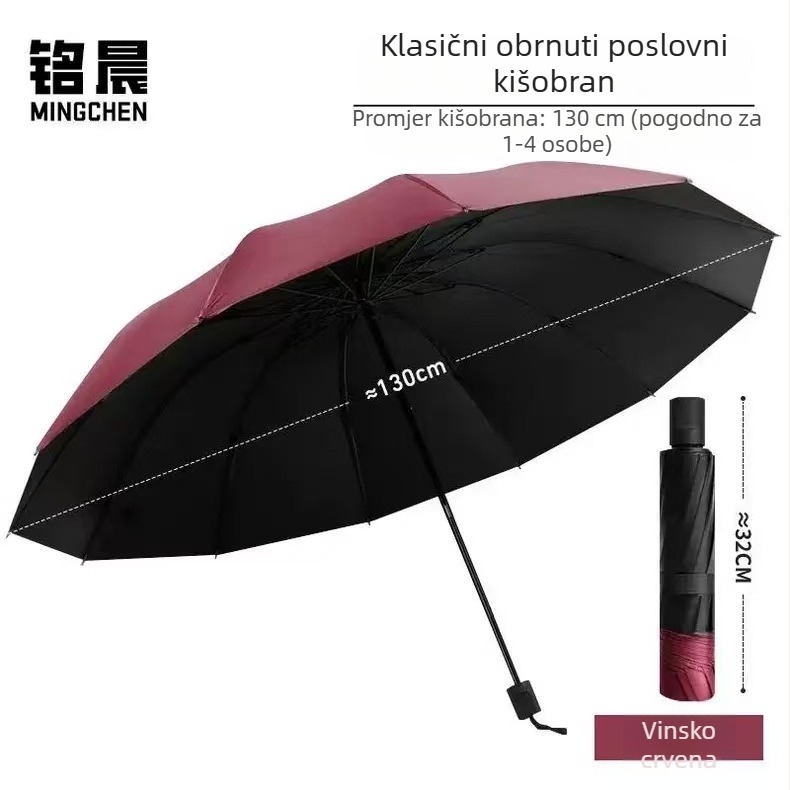 12-rebrasti kišobran za sunce i kišu, unisex, sklopivi, ojačani, debeli, ekstra veliki, UV zaštita