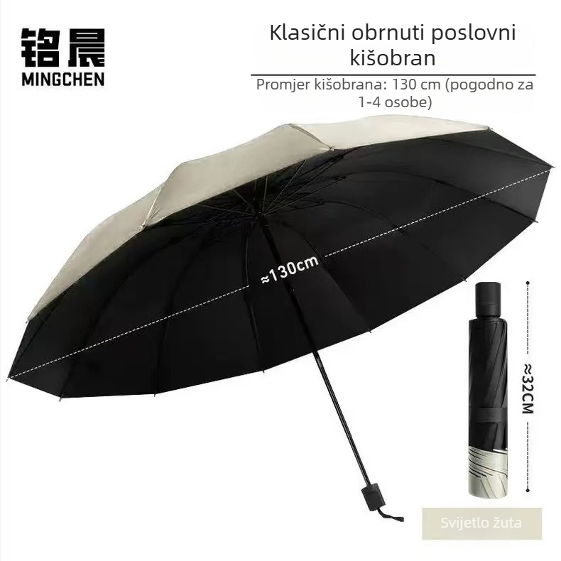12-rebrasti kišobran za sunce i kišu, unisex, sklopivi, ojačani, debeli, ekstra veliki, UV zaštita