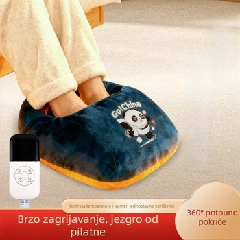 Električne grijaće papuče s baršunastim gornjim dijelom, USB napajanje, višepunktno grijanje, unisex, kućna obuća