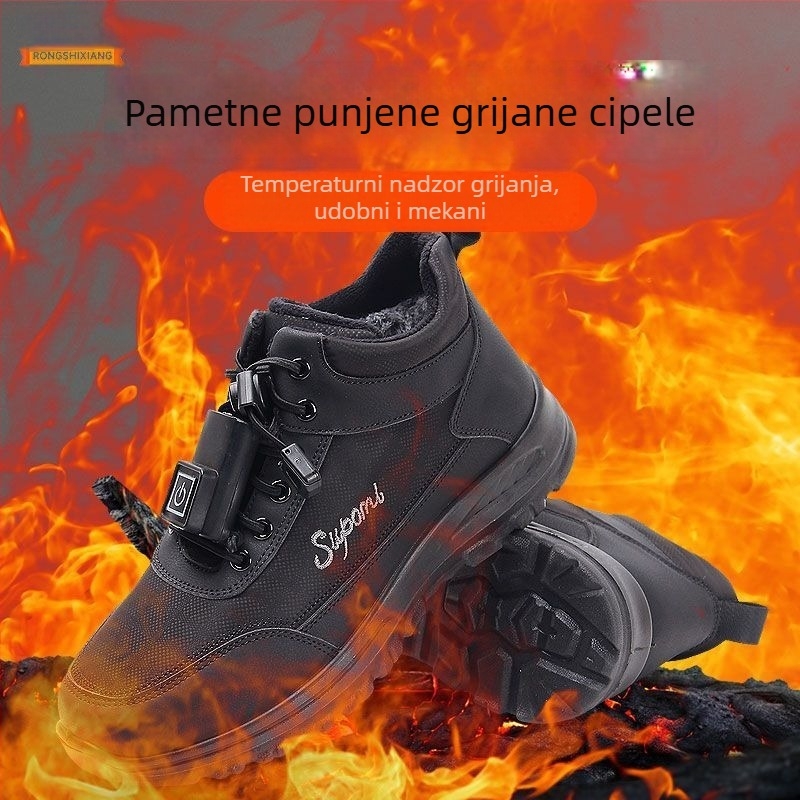 Električne grijane papuče s USB punjenjem, gornji dio od mikrovlakna, PU potplat, muške papuče za dom