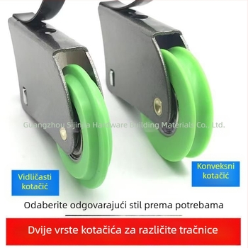Klizna vrata s ekscentričnim kotačićem — kućište od metalnog premazanog, otporno na hrđu, radijus udubljenja za užad 20 mm, nosivost 50 kg