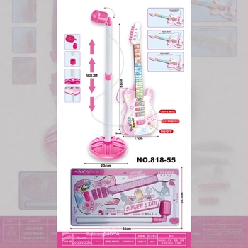 Dječja edukativna simulirana glazbena igračka – gitara i bas, drveni zamak dizajn s rasvjetnim efektima (Materijal: Plast; Kategorija: Simulirani glazbeni instrumenti; Pakiranje: Šarena kutija; Uzrast: 7–14 godina)