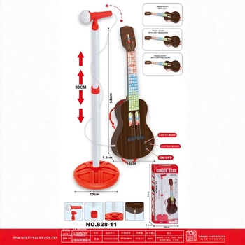 Dječja edukativna simulirana glazbena igračka – gitara i bas, drveni zamak dizajn s rasvjetnim efektima (Materijal: Plast; Kategorija: Simulirani glazbeni instrumenti; Pakiranje: Šarena kutija; Uzrast: 7–14 godina)