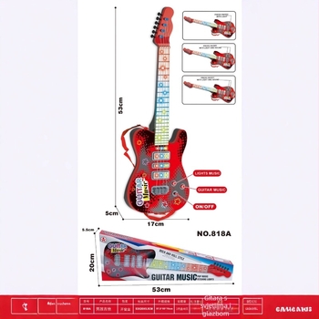 Dječja edukativna simulirana glazbena igračka – gitara i bas, drveni zamak dizajn s rasvjetnim efektima (Materijal: Plast; Kategorija: Simulirani glazbeni instrumenti; Pakiranje: Šarena kutija; Uzrast: 7–14 godina)