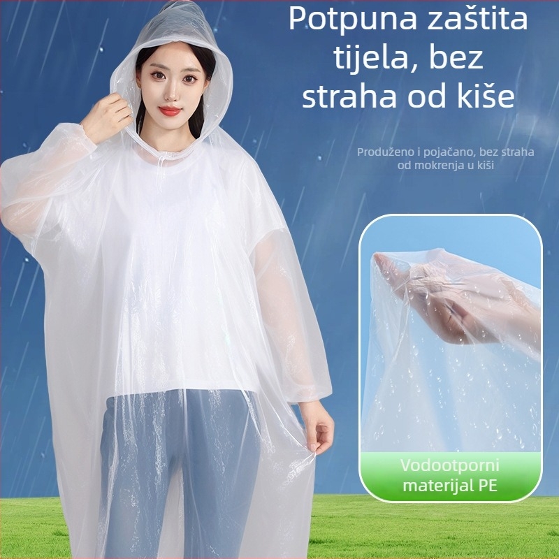 Jednokratno kišno pončo od TPU za odrasle, debeli, dugi, potpuno pokrivajući tijelo, za putovanja i rafting