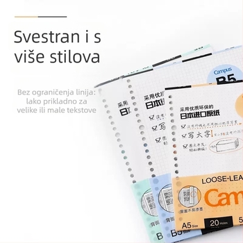 Kokuyo refil za bilježnicu s listovima, 100 listova, 26 rupa, proizvodni kod Ltao 680255259331